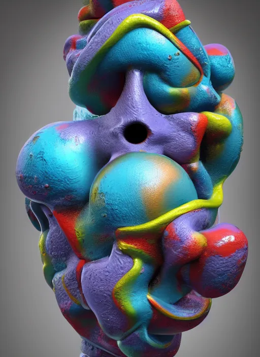 Image similar to 3D abstract resin miniature sculpture by Salvador Dali, psychedelic, abstractionism, realistic, 8K, Hyperrealism, Subsurface scattering, raytracing, Octane Render, Zbrush, simple background