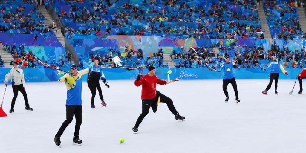 Image similar to ice tennis match 4k still image winter olympics