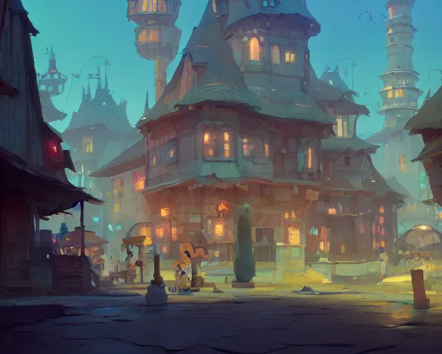 Image similar to fantasy town novigrad, cory loftis, james gilleard, atey ghailan, makoto shinkai, goro fujita, studio ghibli, rim light, exquisite lighting, clear focus, very coherent, plain background, soft painting