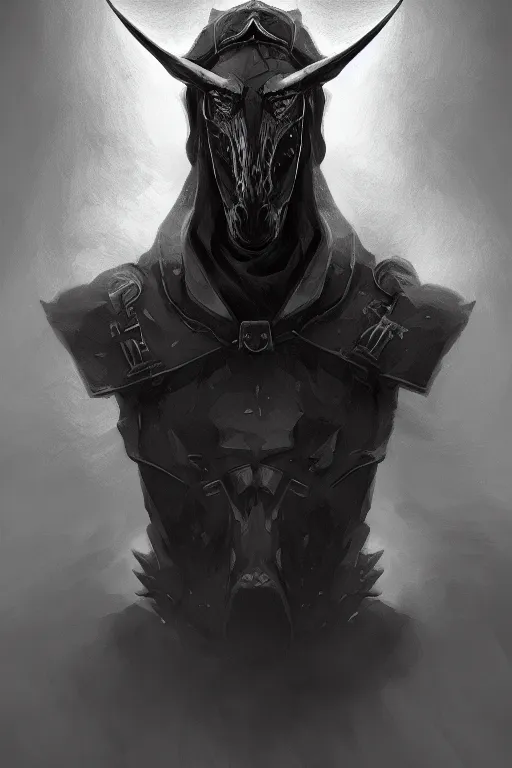 Image similar to a portrait of the horseman of the apocalypse, famine, grim - lighting, high - contrast, intricate, elegant, highly detailed, digital painting, artstation, concept art, smooth, sharp focus, illustration