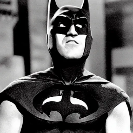 Prompt: Will Ferrell as Batman (1956)