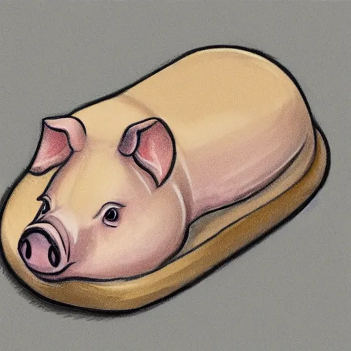 Image similar to pig laying in between two buns, sketch