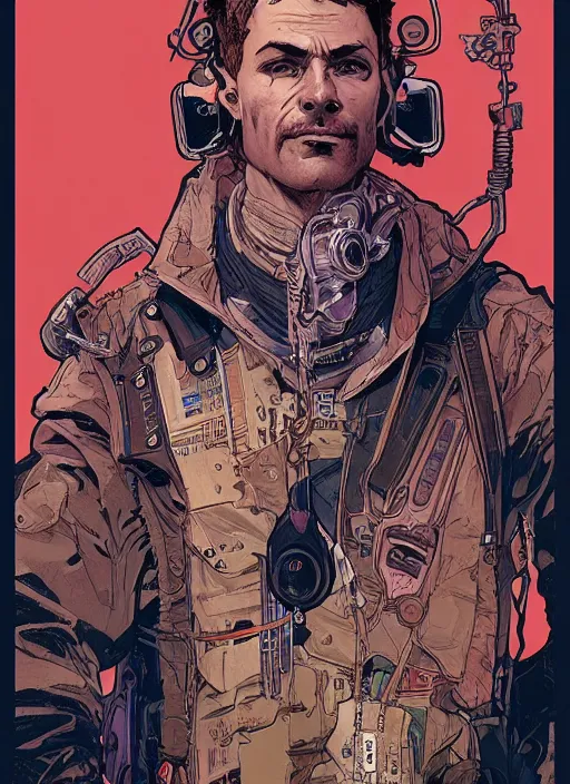 Image similar to cyberpunk fruit salesman. portrait by ashley wood and alphonse mucha and laurie greasley and josan gonzalez and james gurney. spliner cell, apex legends, rb 6 s, hl 2, d & d, cyberpunk 2 0 7 7. realistic face. vivid color. dystopian setting.