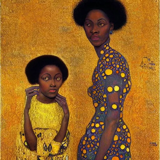 Image similar to African women Gustav Klimt art