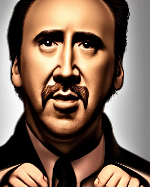 Image similar to nicolas cage headshot headshot even lighting