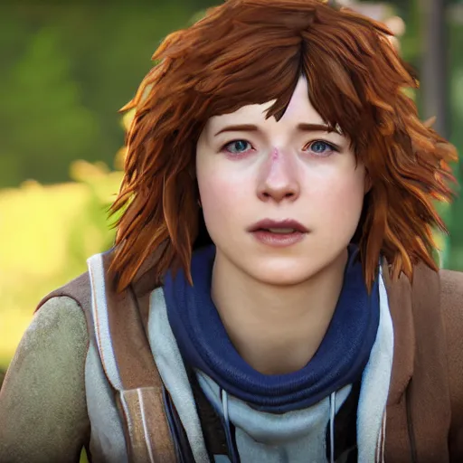 Prompt: jessie buckley in life is strange, highly detailed, high quality, hd, 4 k, 8 k, canon 3 0 0 mm, professional photographer, 4 0 mp, lifelike, top - rated, award winning