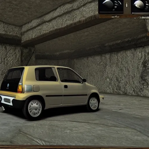 Prompt: 1 9 9 3 renault twingo in skyrim