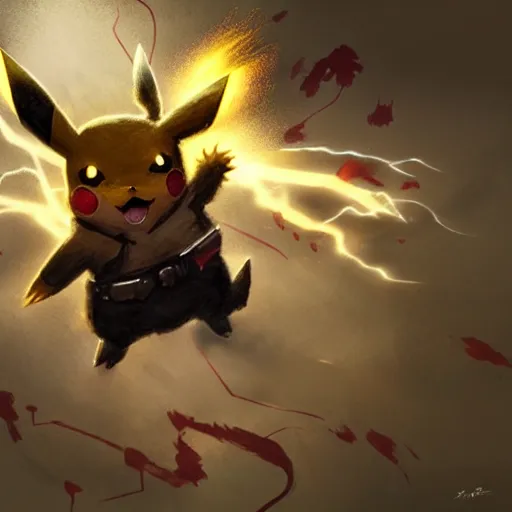 Prompt: concept art of pikachu emitting thunder, highly detailed painting by dustin nguyen, akihiko yoshida, greg tocchini, greg rutkowski, cliff chiang, 4 k resolution, trending on artstation, 8 k