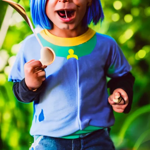 Image similar to portrait photo still of real life finn from the cartoon adventure time 8 k, 8 5 mm f 1. 8