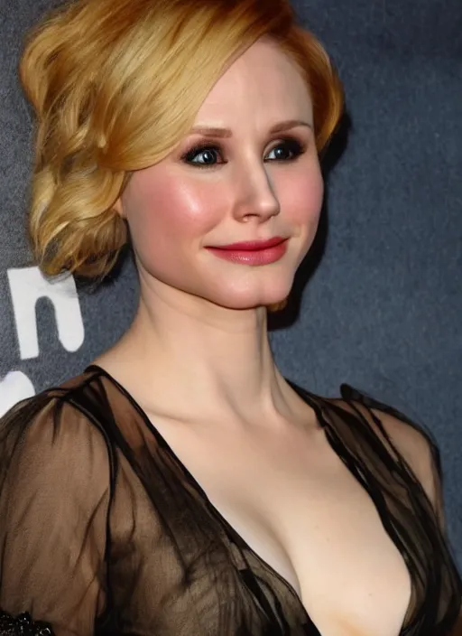 Image similar to photograph of a combination of kristen bell and christina hendricks