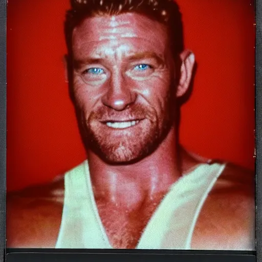 Image similar to Polaroid image of Max Martini as wrestler