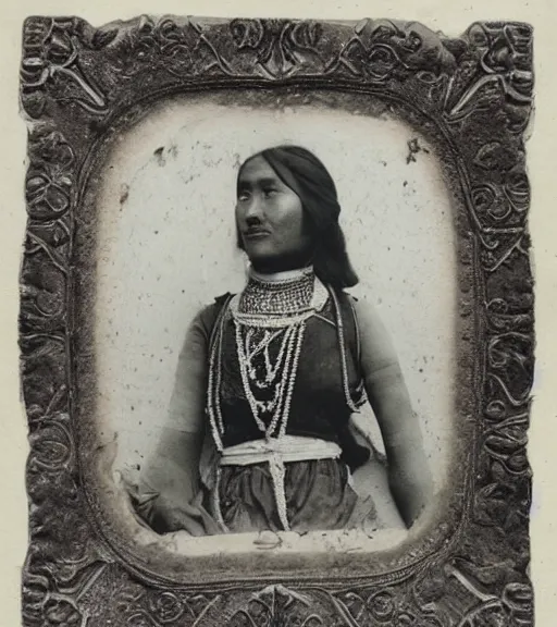 Prompt: vintage_portrait_photo_of_a_beautiful_nepalese_Victorian maiden in the himalayan mountains