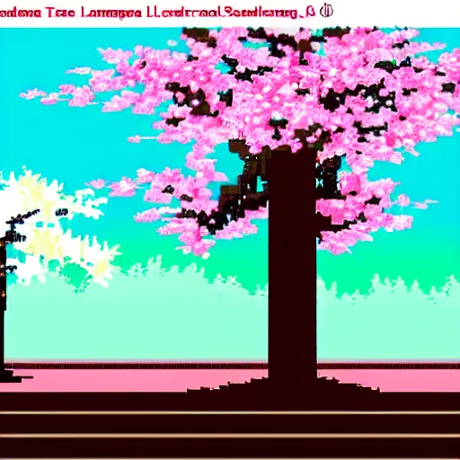 Image similar to sakura tree landscape, 8 bit style