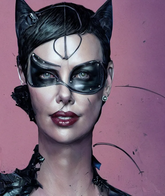 portrait of charlize theron as a catwoman. intricate | Stable Diffusion ...