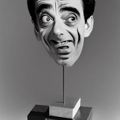 Image similar to a surreal photo of mr bean by man ray