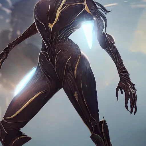 Image similar to beautiful and stunning giant female warframe, looming over camera pov, about to step on pov, slick elegant design, sharp claws, detailed shot, feet and hands, highly detailed art, epic cinematic shot, realistic, professional digital art, high end digital art, DeviantArt, artstation, Furaffinity, 8k HD render, epic lighting, depth of field