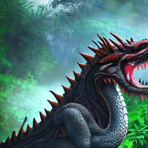 Image similar to a jungle dragon, photorealistic hd image