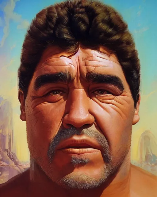 Image similar to face portrait, diego armando maradona by peter andrew jones!!!!!!!!, by roger dean, hd, hyper detailed, 4 k