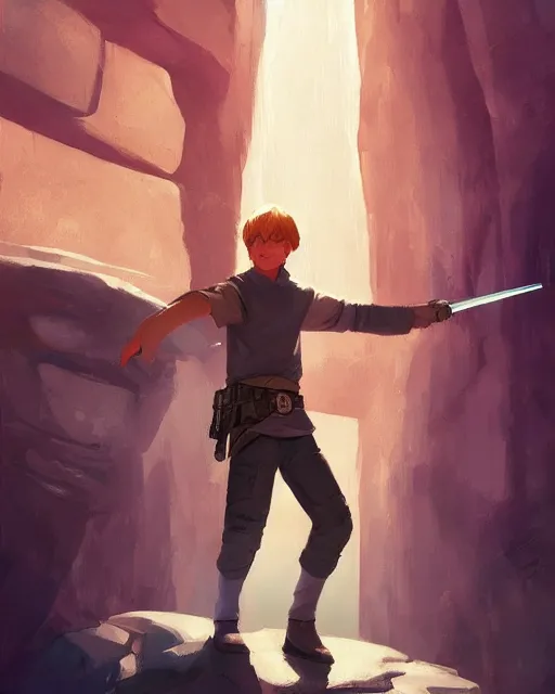 Image similar to young luke skywalker game design fanart by concept artist gervasio canda, behance hd by jesper ejsing, by rhads, makoto shinkai and lois van baarle, ilya kuvshinov