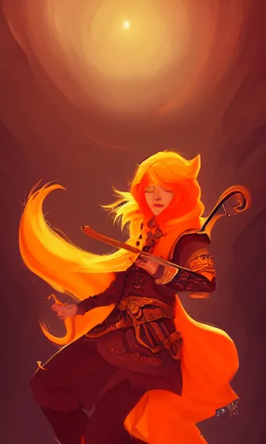 Image similar to orange haired bard, d & d, portrait, sharp focus, fantasy, digital art, concept art, dynamic lighting, epic composition, by emylie boivin 1. 0, rossdraws 2. 5