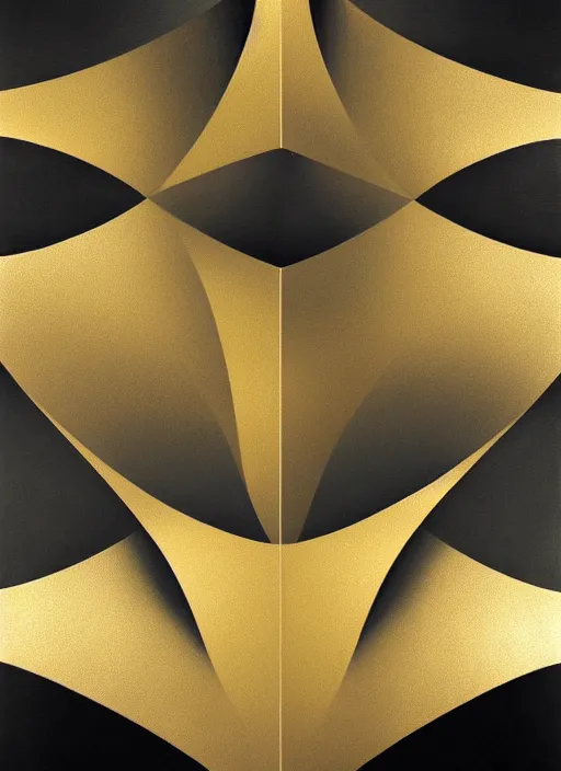 Image similar to symmetrical, award - winning painting, abstract, gold and silver shapes, rectangles, geometry, elegant, luxurious, beautiful, pitch black background, dali