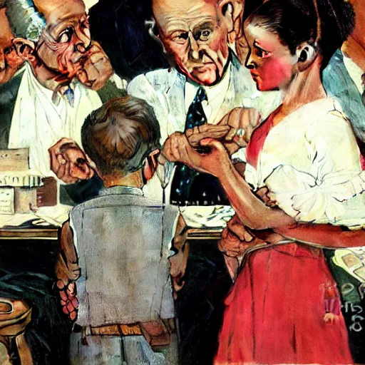 Image similar to the art of the deal by norman rockwell
