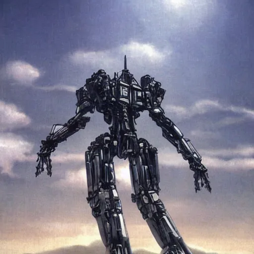 Image similar to cinematic still in westworld, mech by mamoru nagano