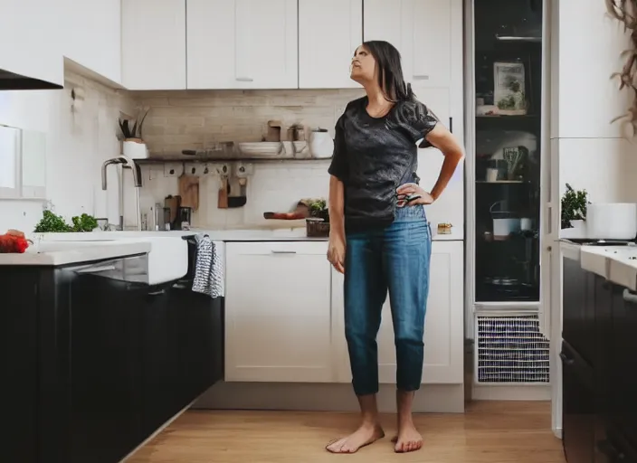 Image similar to mother standing in modern kitchen