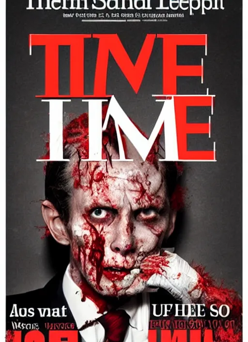 Image similar to TIME magazine presents a zombie as person of the year