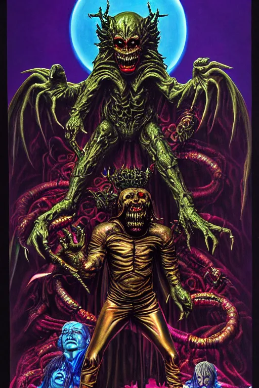 Prompt: a hyperrealistic rendering of an epic boss fight against an ornate supreme dark vampire overlord, cinematic horror by chris cunningham, lisa frank, richard corben, highly detailed, vivid color,