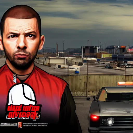 Image similar to andrew tate as a GTA style character on a loading screen, 4k, high detail, high-resolution photograph, professional photography, ultra-detail