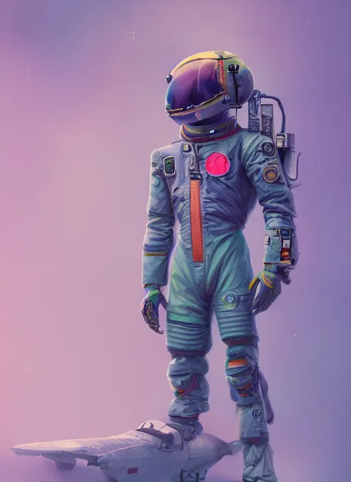 Prompt: detailed full body concept art illustration colorful pastel painting of an anthropomorphic space pilot in full intricate clothing, ultra detailed, digital art, octane render, 4K