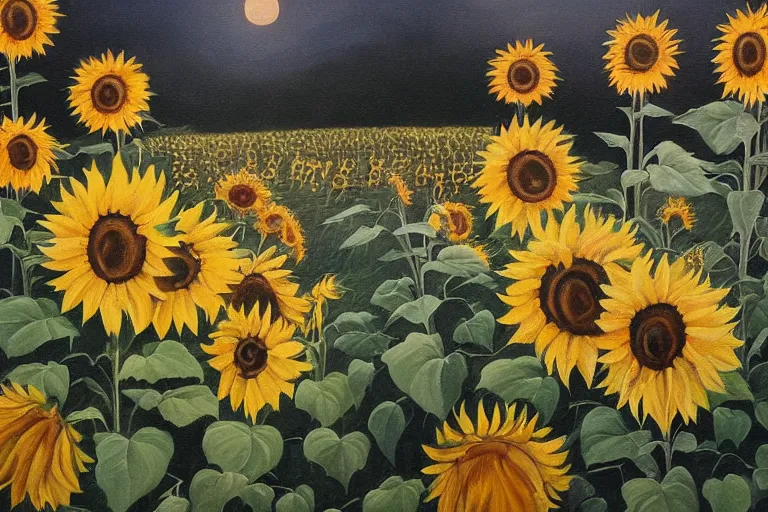 Prompt: a beautiful painting of at dusk, the seats in the church are full of sunflowers and white daisies, muxia style