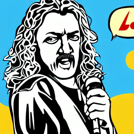 Image similar to 1 9 7 0 - young - robert - plant from led zepelin singing into the microphone, swagger, sticker - art, svg vector, adobe - illustrator