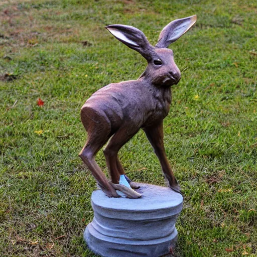 Image similar to A statue of a Jackalope