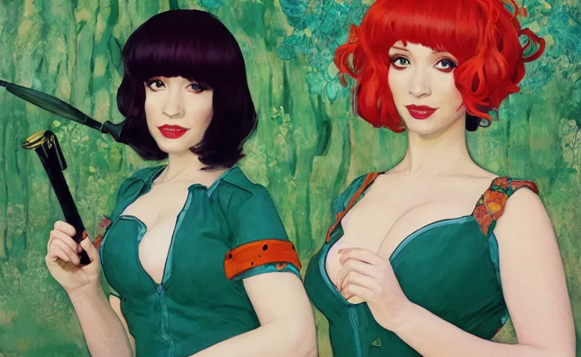 Prompt: movie still, christina hendricks cosplaying as lum from urusei yatsura, in oldboy, directed by park chan - wook, ilya kuvshinov and gustav klimt, jeremy lipkin and giuseppe dangelico pino and michael garmash and rob rey