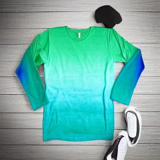 Image similar to blue green ombre forest long sleeve t shirt