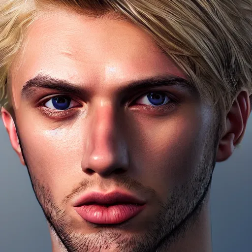 a close up realistic portrait of a blonde man with a, Stable Diffusion