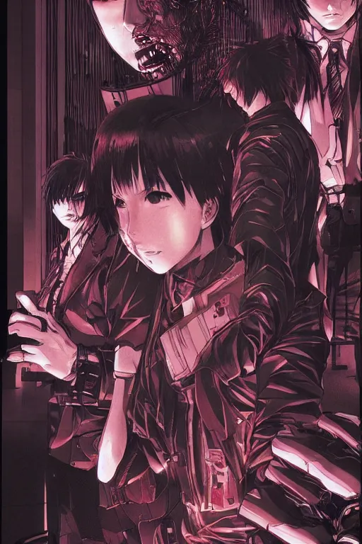 Prompt: professionally drawn 9 0 s seinen cyberpunk horror action manga cover art, full color, beautiful unreal engine fully rendered, drawn by ilya kuvshinov and hiromu arakawa