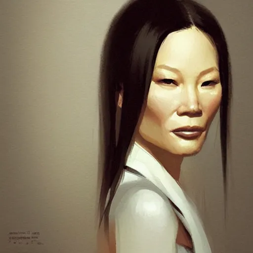 Prompt: “ portrait of lucy liu by greg rutkowski, young, attractive, highly detailed portrait, scifi, digital painting, artstation, concept art, smooth, sharp foccus ilustration, artstation hq ”