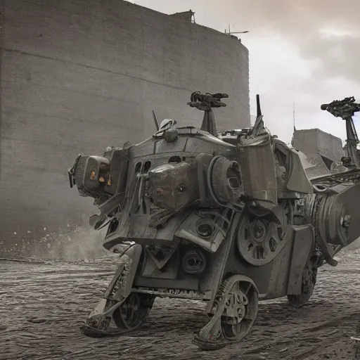 Prompt: photo of the mech used by the germans during WW1, dieselpunk, photorealistic, ultra high detail, 8k