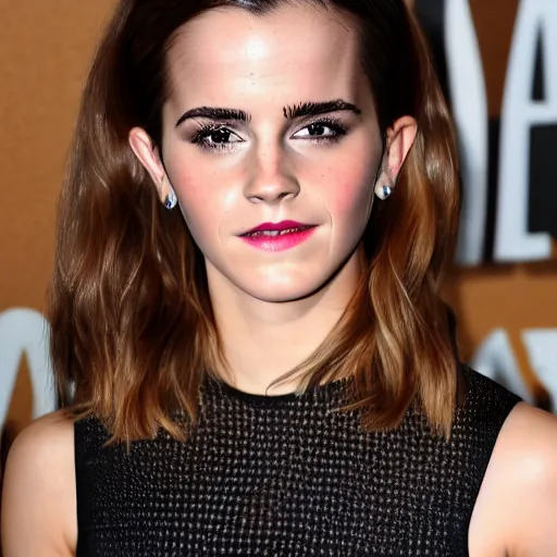 Image similar to portrait photograph of emma watson but her skin is avocado skin