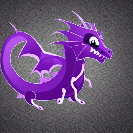 Image similar to very cute purple dragon with well-designed head and four legs, 2d minimalism, minimum of color