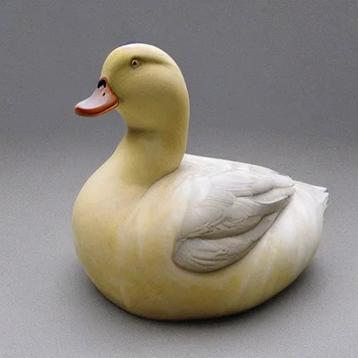 Prompt: realistic marble statue of a duck