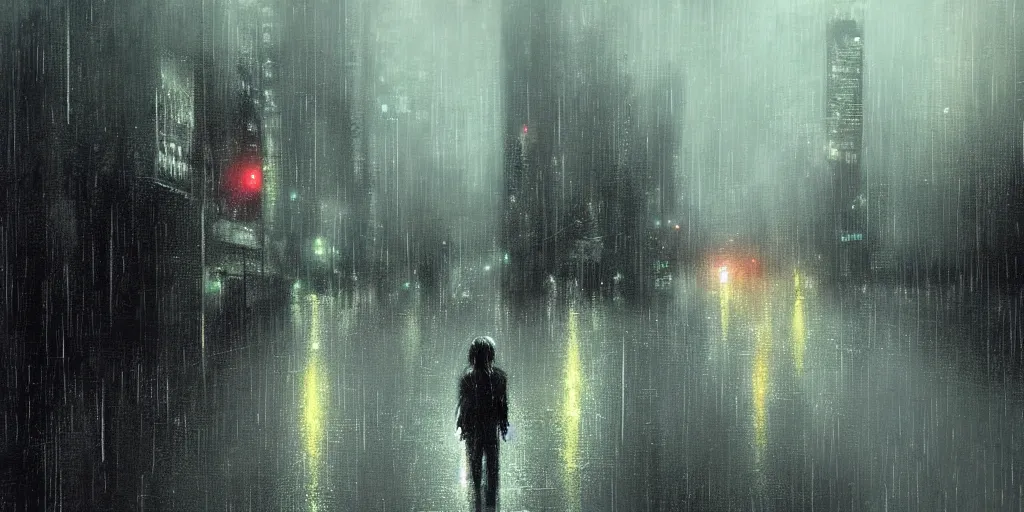Prompt: matrix, city, night, rain digital art by chris cold, - h 6 4 0