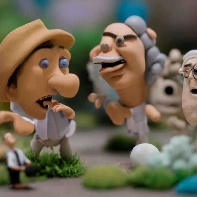 Image similar to a silly cinematic film still of a claymation stop motion film starring bill murray, shallow depth of field, 8 0 mm, f 1. 8