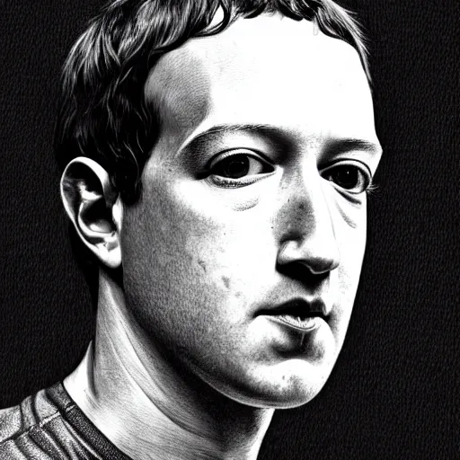 Image similar to portrait of a mark zuckerberg staring into the void, high detail, dramatic pose, illustration by gustav dore