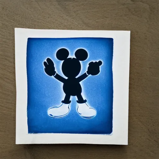 Prompt: Mickey mouse in Cyanotype