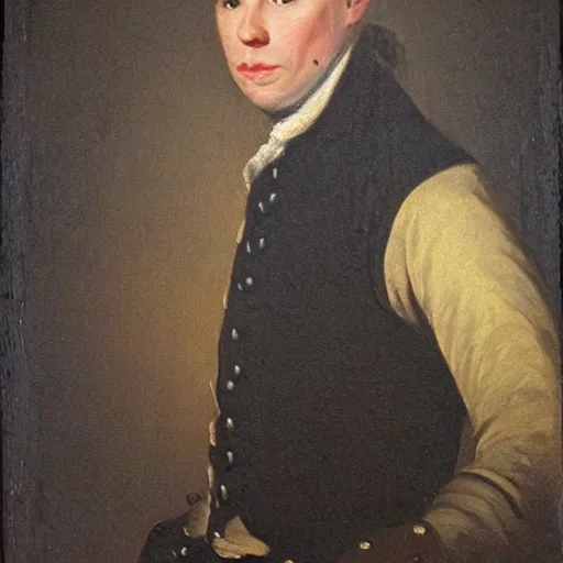 Image similar to An 18th century oil painting of Jerma985 in the mid-late 1700s, portrait of Jerma985, grainy, realistic, very realistic, hyperrealistic, highly detailed, very detailed, extremely detailed, very neat, very epic, very cool, detailed, trending on artstation