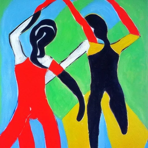 Prompt: a painting in the style of dance by matisse